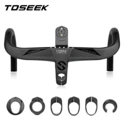 TOSEEK Bicycle Handlebar Drop Bar T800 Road Carbon Handlebar Integrated Road Handlebar Bent Bar Internal Cable Routing Bike Par