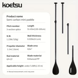 KOETSU Fiberglass-Carbon Hybrid Adjustable Paddle Ideal for SUP, Inflatable Paddleboards, Surfing & Kayaking