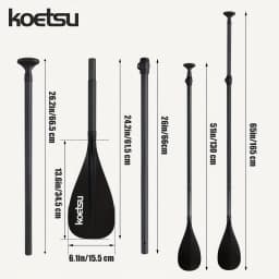 KOETSU Fiberglass-Carbon Hybrid Adjustable Paddle Ideal for SUP, Inflatable Paddleboards, Surfing & Kayaking