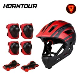 Horntour Children's Bike Helmet Full Face Removable Ultra Light Breathable Children's Outdoor Skate Roller Skate Cycling Helmet