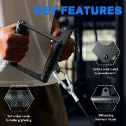 Berufexp Double D Handle 360 Rotataing Cable Machine Attachments Soft Rubber Cable Row Attachment for Cable Machine