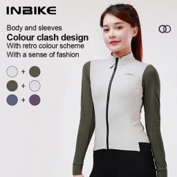 INBIKE Warm Thermal Cycling Jersey Set for Women Comfortable Fleece Road Bike Bib Pants Windproof Road MTB Clothing with Pockets