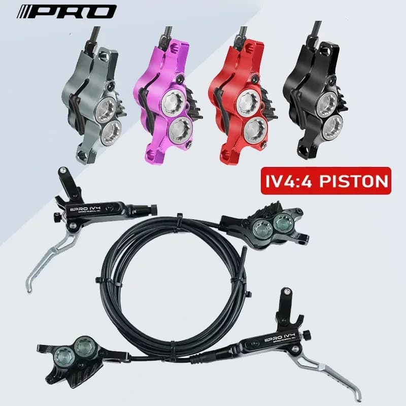 IIIPRO Ultralight Mountain Bike 4 Piston Hydraulic Disc Brake Set 850mm/1550mm CNC Oil Pressure High-quality Brake Handle