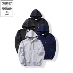 OKONKWO Heavyweight 500g Looped Bottom Solid Color Men's Women's Hooded Sweatshirt Zipper Hoodie Outdoor Travel Sports Cardigan