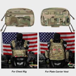 KRYDEX Tactical Admin Pouch MOLLE Utility Pouch Front Pocket with Chemlight Holder for Vest and Chest Rig Hunting Outdoor Bag