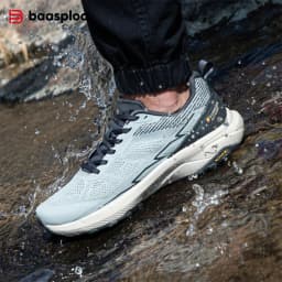 Baasploa Men Hiking Shoes Outdoor Lightweight Mesh Lace up Sneakers Male Casual Breathable Non-Slip Wear Resistant Walking Shoes