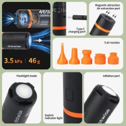DOTWISE Finger Pump Portable Outdoor Camping Inflatable Bed Sleeping Mat Vacuum Bag Inflatable Pump With Camping Light 5 Nozzles