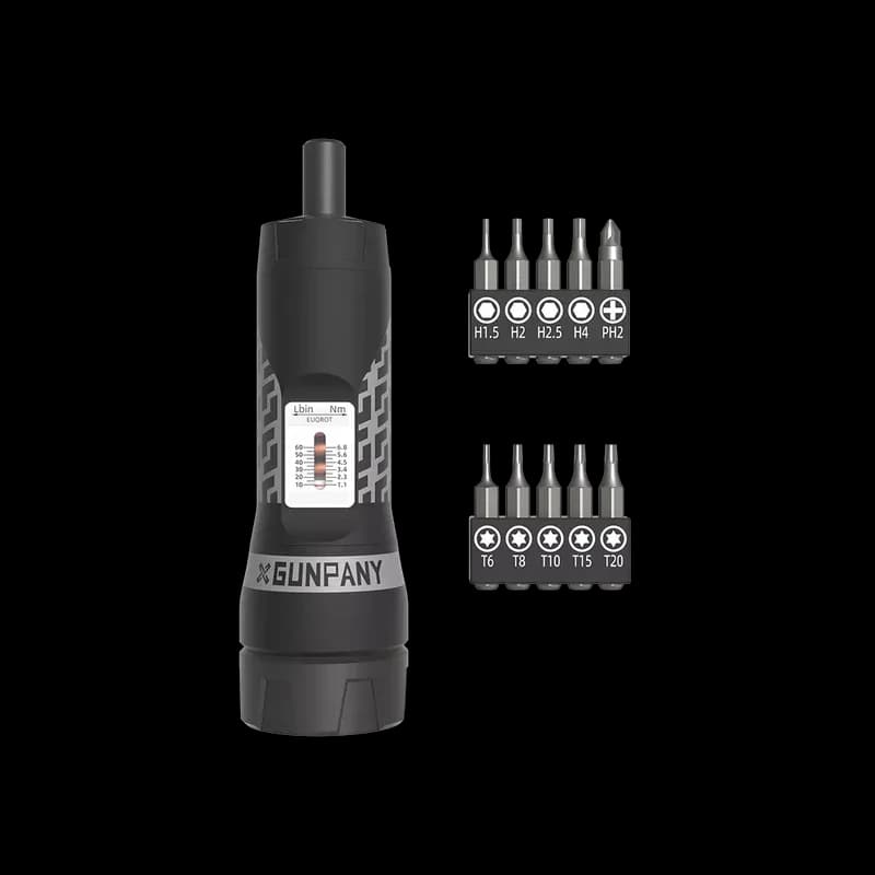 Vector Optics Gunpany Torque Screwdriver | Adjustable Torque 10-60 in/lbs | 10 Steel Bits for Scope Mounting | Enhanced Grip
