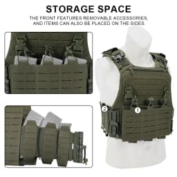 Tactical VCU Vest Lightweight Laser Cut Plate Quick Release Buckle Gear Hunting Plate Carrier With 556 762 Magazine Pouch
