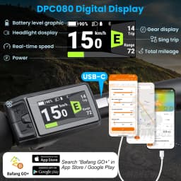 BAFANG Display C080 Bluetooth 1.9" TFT Screen Speedometer & Computer with Type-C Port for For BAFANG Motor CAN Protocol 5PIN
