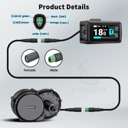 BAFANG Display C080 Bluetooth 1.9" TFT Screen Speedometer & Computer with Type-C Port for For BAFANG Motor CAN Protocol 5PIN