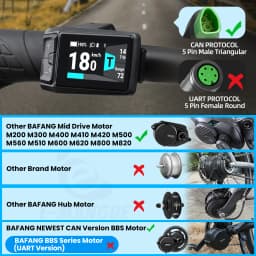 BAFANG Display C080 Bluetooth 1.9" TFT Screen Speedometer & Computer with Type-C Port for For BAFANG Motor CAN Protocol 5PIN