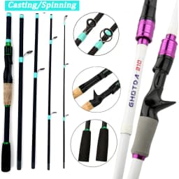 Casting Spinning Fishing Rod 2.1/1.8m UltraLight Trout Jigging Carbon Fiber Rod Pole 4/5 Section with EVA Handle 3-15g Lure WT.
