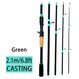 Casting Spinning Fishing Rod 2.1/1.8m UltraLight Trout Jigging Carbon Fiber Rod Pole 4/5 Section with EVA Handle 3-15g Lure WT.