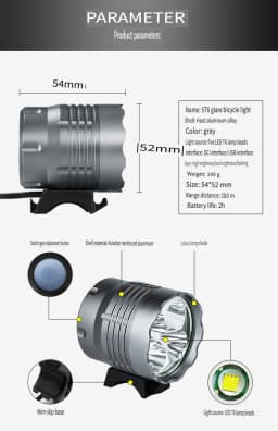 8.4V 4*T6 Bicycle Light Super Bright Waterproof MTB Road Bike Front Flashlight With 5200mAh Battery Cycling Lamp