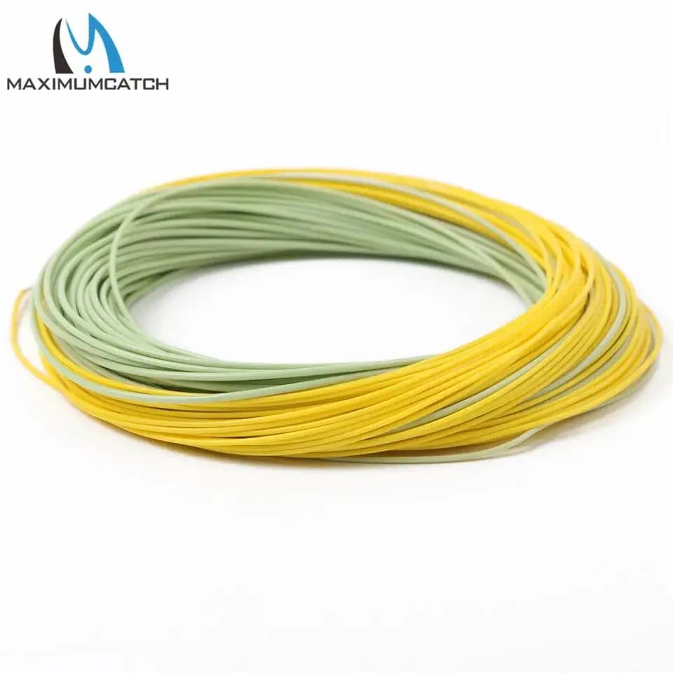 MAXIMUMCATCH 90/100ft 2-9WT Real Gold Fly Line Weight Forward Floating in Moss/Gold with Welded Loops Fly Fishing Line