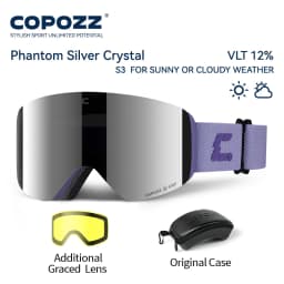 COPOZZ X-edge Series Men Women Double Layers Anti-Fog Ski Goggles Snowmobile Eyewear Snow Snowboard Glasses with Magnetic Lenses
