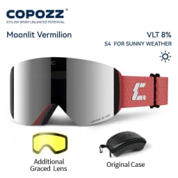 COPOZZ X-edge Series Men Women Double Layers Anti-Fog Ski Goggles Snowmobile Eyewear Snow Snowboard Glasses with Magnetic Lenses