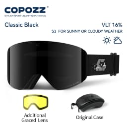 COPOZZ X-edge Series Men Women Double Layers Anti-Fog Ski Goggles Snowmobile Eyewear Snow Snowboard Glasses with Magnetic Lenses