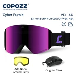 COPOZZ X-edge Series Men Women Double Layers Anti-Fog Ski Goggles Snowmobile Eyewear Snow Snowboard Glasses with Magnetic Lenses