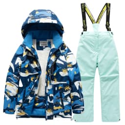 2026 New Children's Ski Suit Boys Girls Thickened Waterproof Warm Middle Older Kid's Baby Ski Clothes Full Set of Equipment
