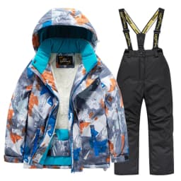 2026 New Children's Ski Suit Boys Girls Thickened Waterproof Warm Middle Older Kid's Baby Ski Clothes Full Set of Equipment