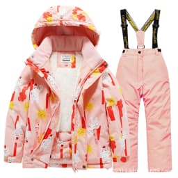 2026 New Children's Ski Suit Boys Girls Thickened Waterproof Warm Middle Older Kid's Baby Ski Clothes Full Set of Equipment