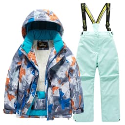 2026 New Children's Ski Suit Boys Girls Thickened Waterproof Warm Middle Older Kid's Baby Ski Clothes Full Set of Equipment