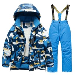 2026 New Children's Ski Suit Boys Girls Thickened Waterproof Warm Middle Older Kid's Baby Ski Clothes Full Set of Equipment