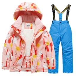 2026 New Children's Ski Suit Boys Girls Thickened Waterproof Warm Middle Older Kid's Baby Ski Clothes Full Set of Equipment