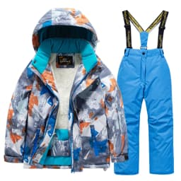 2026 New Children's Ski Suit Boys Girls Thickened Waterproof Warm Middle Older Kid's Baby Ski Clothes Full Set of Equipment