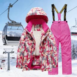 2026 New Children's Ski Suit Boys Girls Thickened Waterproof Warm Middle Older Kid's Baby Ski Clothes Full Set of Equipment
