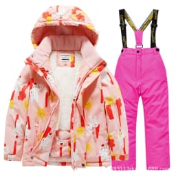 2026 New Children's Ski Suit Boys Girls Thickened Waterproof Warm Middle Older Kid's Baby Ski Clothes Full Set of Equipment