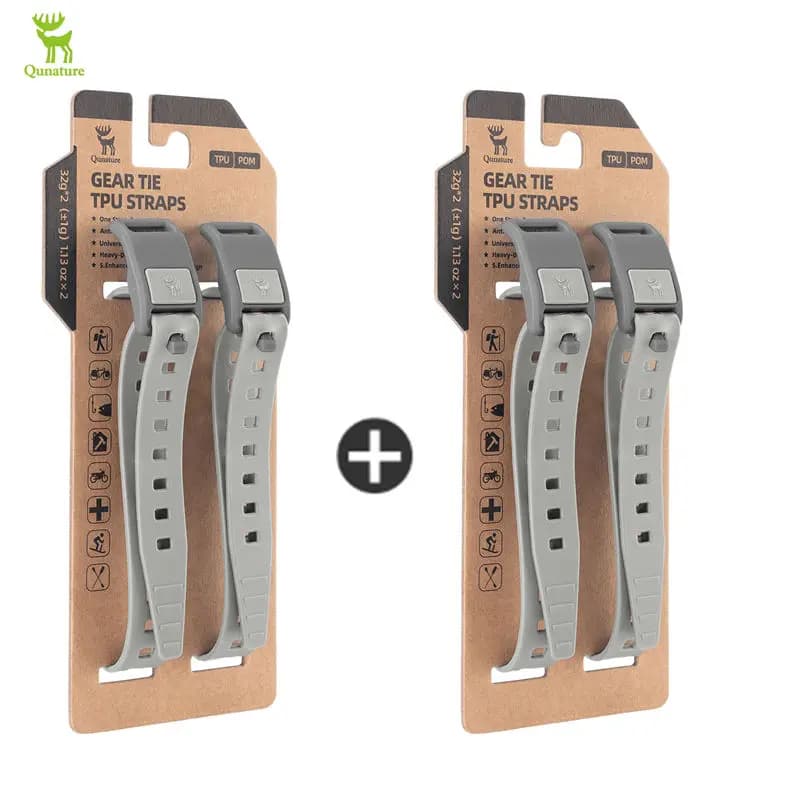 Qunature 4Pcs/set TPU Cable Tie Multifunctional Outdoor Cycling Tie-down Strap Wrap-around Design Resistant High Strength Strap