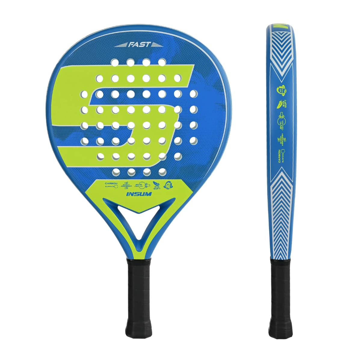 INSUM Fast Padel Racket Series 2026 Carbon Fiber Surface with EVA Memory Flex Foam Core Tennis Racket for Adults and Teenagers