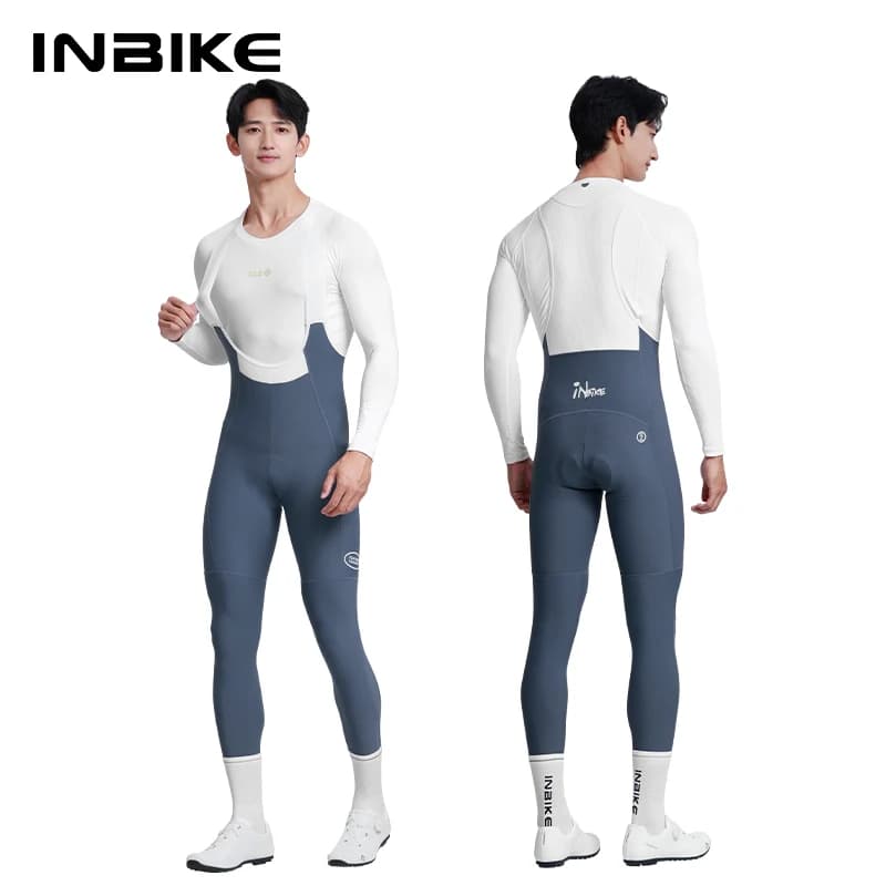 INBIKE Spring Men's Cycling Bib Pants Padding Breathable Sweat-Wicking with Pockets for Men Road Bike MTB Clothing Bicycle Pants
