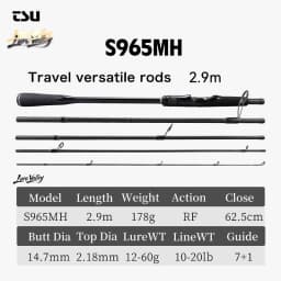 TSURINOYA Travel Fishing Rod LURE VALLEY 5 Section S905M S965MH 2.7m 2.9m FUJI SIC+A Guide Action RF Spinning Rod Seabass