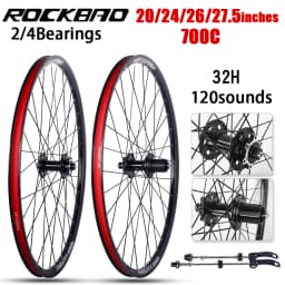ROCKBAO Mountain Bike Wheelset 24/26/27.5/700C Disc Brake 4Bearings 7-11speed Quick Release 29er 120sounds MTB Bicycle Wheel
