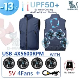 Men's Khaki Cooling 2-3-4 Fans Vest USB Air Conditioning Jacket Short Sleeve Outdoor Fishing Work Heat Protection Cooling Clothe