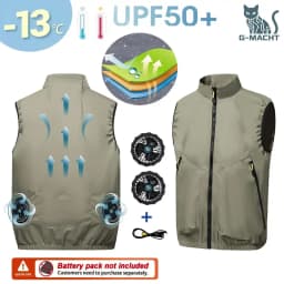 Men's Khaki Cooling 2-3-4 Fans Vest USB Air Conditioning Jacket Short Sleeve Outdoor Fishing Work Heat Protection Cooling Clothe