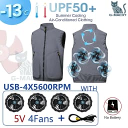 Men's Khaki Cooling 2-3-4 Fans Vest USB Air Conditioning Jacket Short Sleeve Outdoor Fishing Work Heat Protection Cooling Clothe