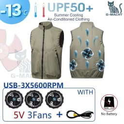 Men's Khaki Cooling 2-3-4 Fans Vest USB Air Conditioning Jacket Short Sleeve Outdoor Fishing Work Heat Protection Cooling Clothe