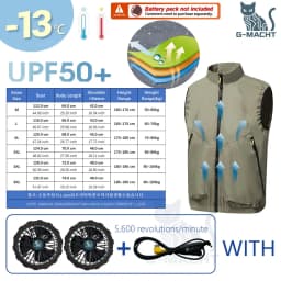 Men's Khaki Cooling 2-3-4 Fans Vest USB Air Conditioning Jacket Short Sleeve Outdoor Fishing Work Heat Protection Cooling Clothe
