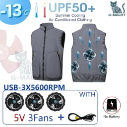 Men's Khaki Cooling 2-3-4 Fans Vest USB Air Conditioning Jacket Short Sleeve Outdoor Fishing Work Heat Protection Cooling Clothe