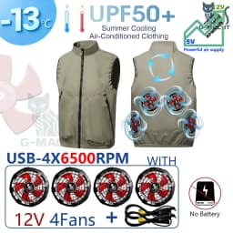 Men's Khaki Cooling 2-3-4 Fans Vest USB Air Conditioning Jacket Short Sleeve Outdoor Fishing Work Heat Protection Cooling Clothe