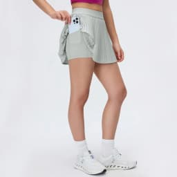 Solid Color Women's 2-in-1 Yoga Tennis Skirt, Outdoor Running Skort, Breathable Quick-Dry Fitness Sports Skirt with Liner