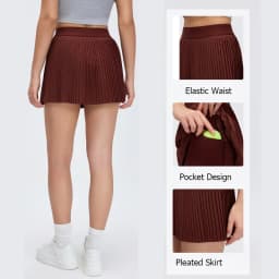Solid Color Women's 2-in-1 Yoga Tennis Skirt, Outdoor Running Skort, Breathable Quick-Dry Fitness Sports Skirt with Liner