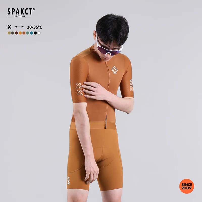 SPAKCT X- Earth Tone Quick Dry High Elastic Men's Short Sleeve Cycling Jersey for Road Bike