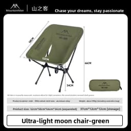 MOUNTAINHIKER Ultra Light Portable Folding Moon Chair Aluminum Alloy Outdoor Bench for Camping Hiking Fishing in Green Black Kha