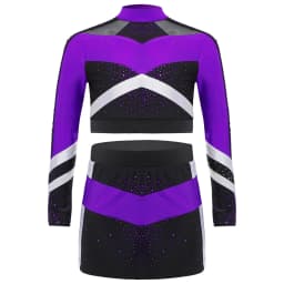 Children Cheer Dance Outfits Schoolgirls Cheerleader Costumes Cheerleading Suits Kids Cheering Team Uniforms with Flower Balls